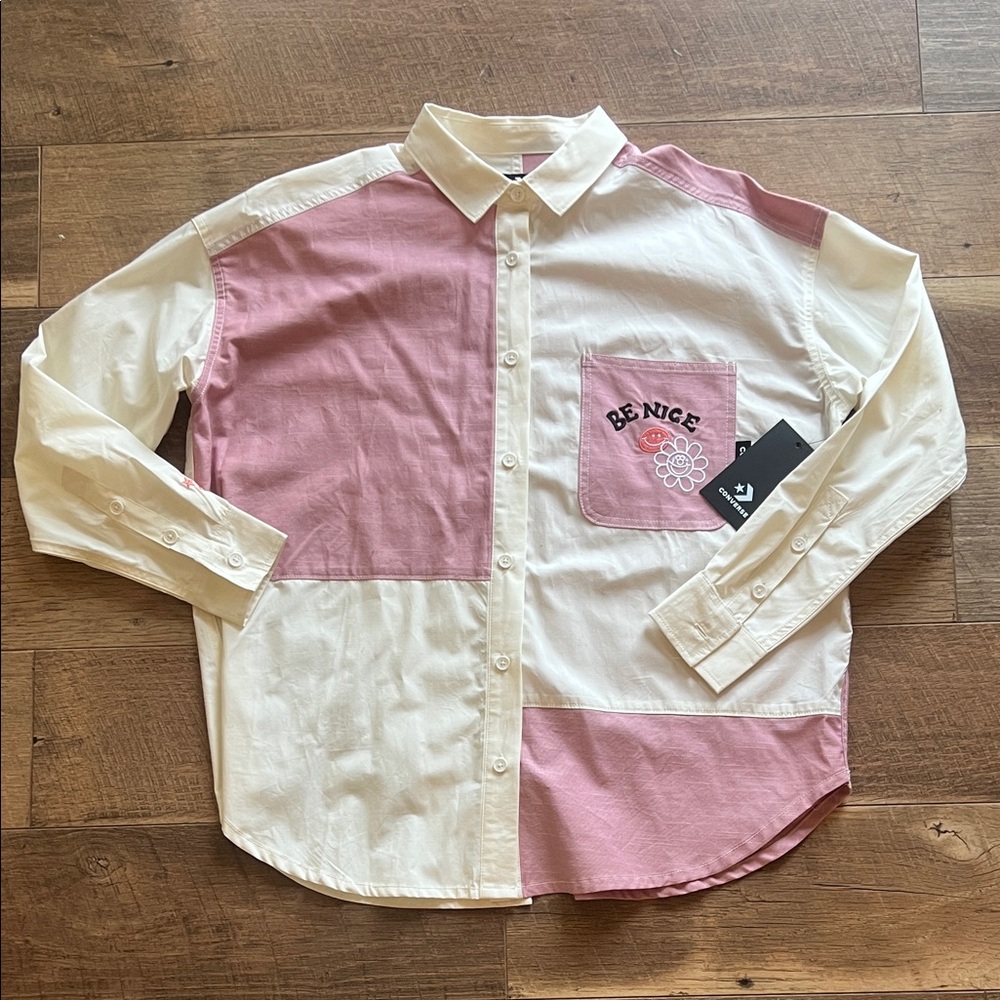 Converse Pink and Cream Colorblock Shirt